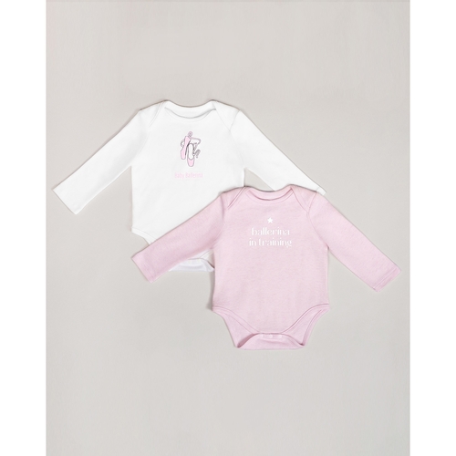 Energetiks Long Sleeve Baby Romper 2-Pack 0-3 Months; Ballet