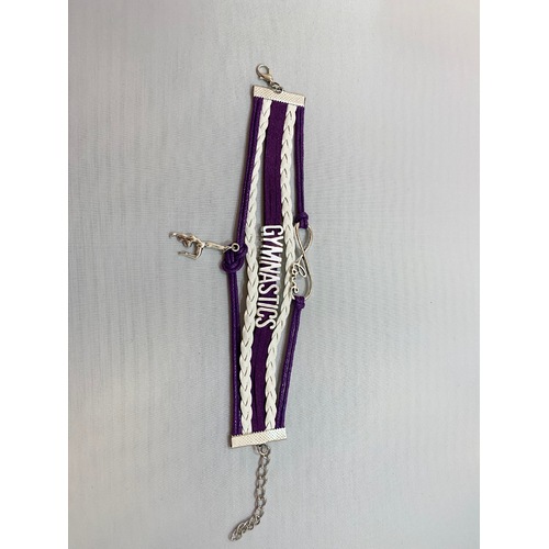 Leather Charm Bracelet Gymnastics Purple